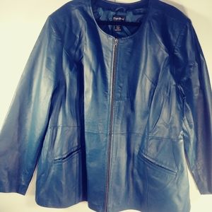 Maggie Barnes Green leather jacket ( teal ) 3XL